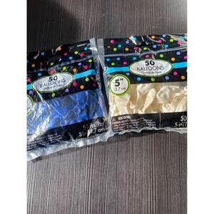 (4 Packs, 2 White, 2 Blue) Party Balloons 50 pcs 5” Blue/White